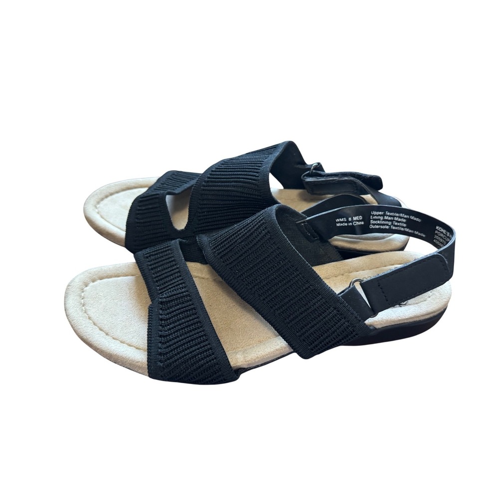Croft & Barrow Slingback Sandals Womens 8 Black Excellent Stretch Knit Ortholite